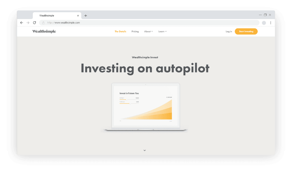 Wealthsimple - Custonext voorbeelden van productpaginas voor B2B